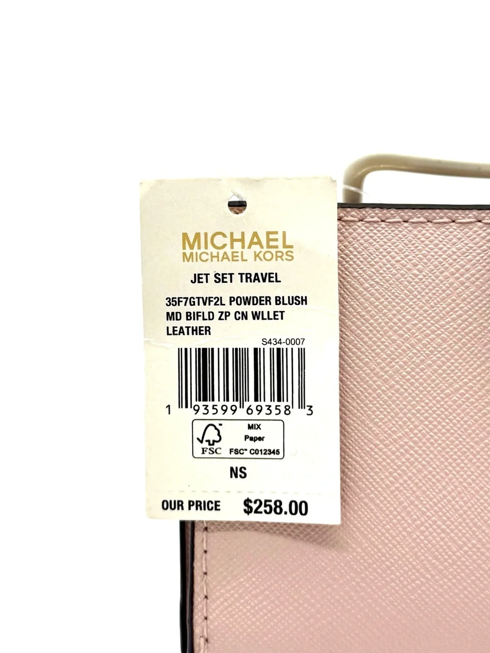 Michael Kors Medium Jet Set Travel Zip Chain Bifold Wallet Powder Blush